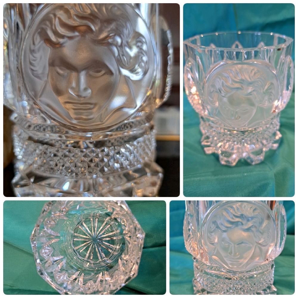 Gorgeous Bohemian Bowl with man's face possibly Harrachsdorf, circa 1840
